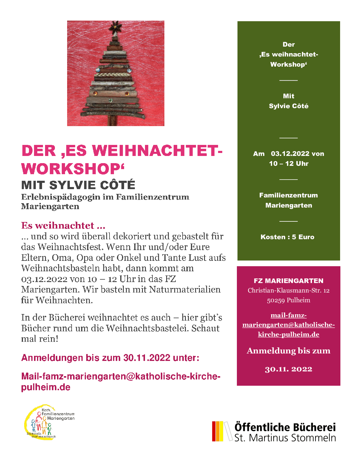 Plakat_Es-weihnachtet_Workshop_03.12.2022 (c) Familienzentrum Mariengarten
