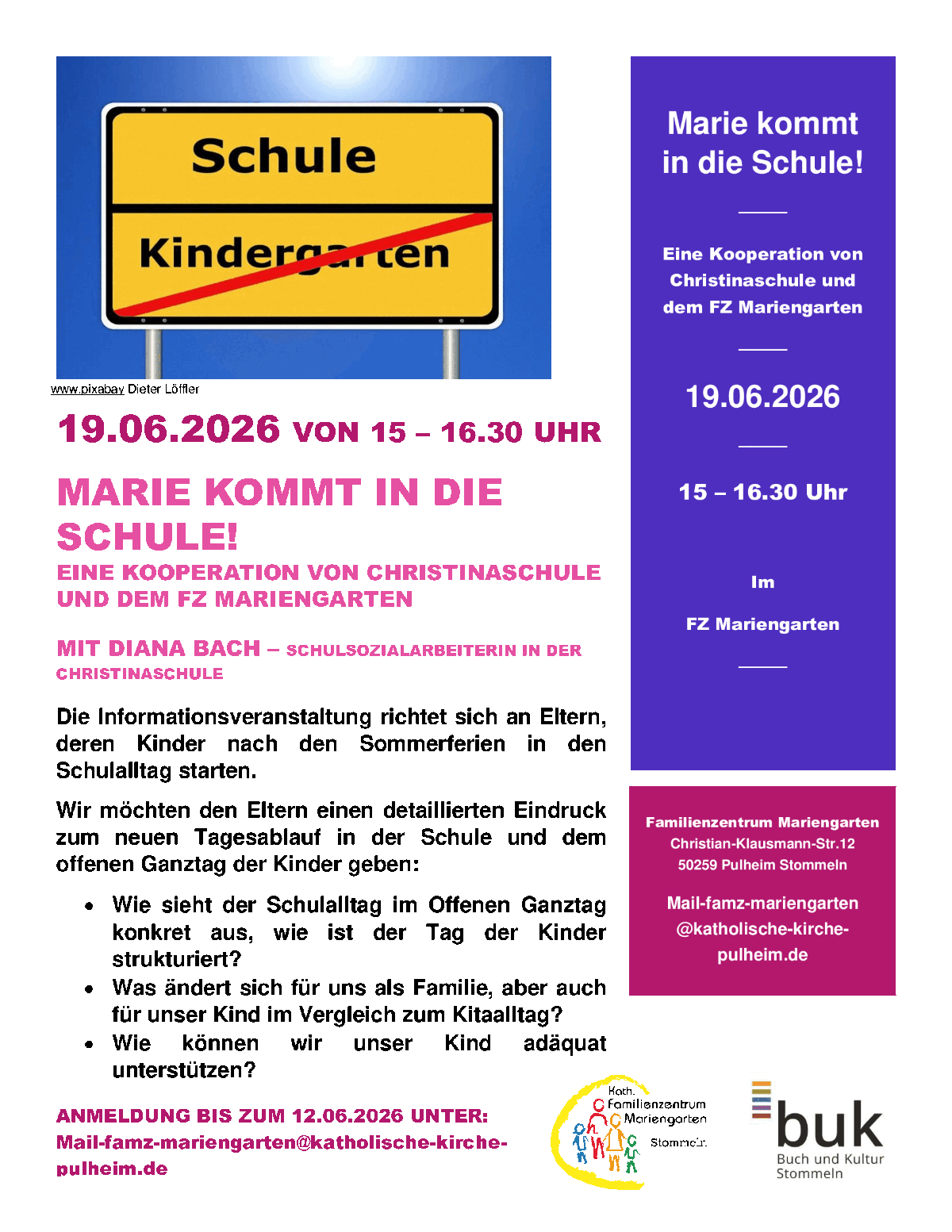 Plakat_Marie_kommt_in_die_Schule_19062026 (1) (c) www.pixabay.de Dieter Löffler