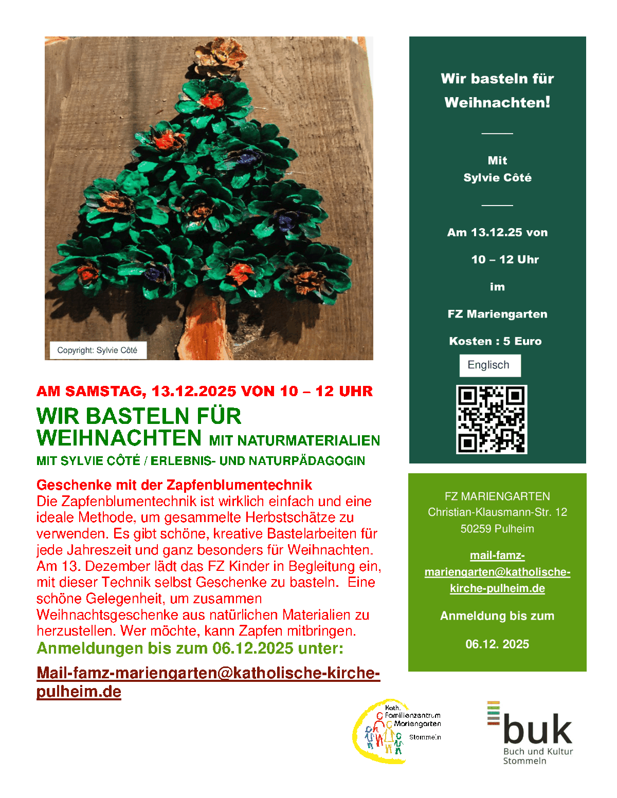 Plakat_Weihnachtsbasteln_13122025 (c) FZ Mariengarten